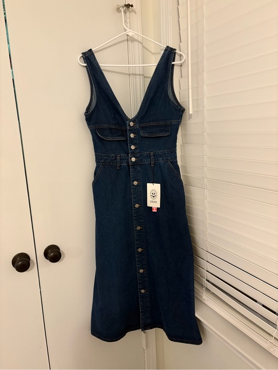 Cider Dresses & Skirts - Cider Dark Blue Denim Button-Front Midi Dress NWT